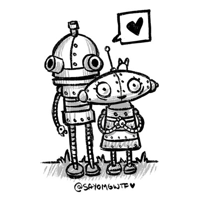 Doodle fan art of Josef and Berta from Machinarium! Game by Amanita Design.
